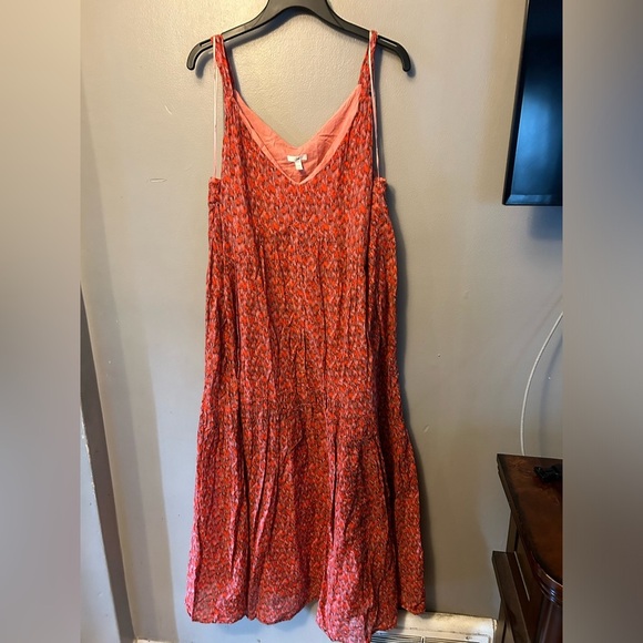 Joie dress - red/pink print sleeveless cotton midi/maxi dress - Picture 2 of 9